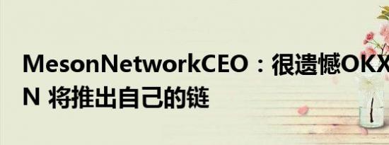 MesonNetworkCEO：很遗憾OKX下架MSN 将推出自己的链