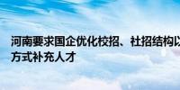 河南要求国企优化校招、社招结构以招收高校毕业生为主要方式补充人才