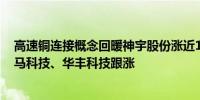 高速铜连接概念回暖神宇股份涨近10%沃尔核材涨超5%万马科技、华丰科技跟涨