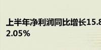 上半年净利润同比增长15.88% 贵州茅台高开2.05%