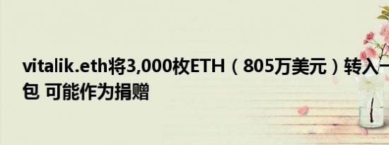 vitalik.eth将3,000枚ETH（805万美元）转入一个多签钱包 可能作为捐赠