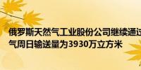 俄罗斯天然气工业股份公司继续通过乌克兰向欧洲输送天然气周日输送量为3930万立方米