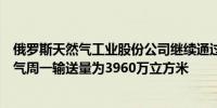 俄罗斯天然气工业股份公司继续通过乌克兰向欧洲输送天然气周一输送量为3960万立方米