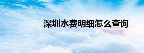 深圳水费明细怎么查询