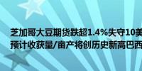 芝加哥大豆期货跌超1.4%失守10美元心理关口美国农业部预计收获量/亩产将创历史新高巴西严寒提振咖啡