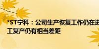 *ST宁科：公司生产恢复工作仍在进行离完成真正意义的复工复产仍有相当差距