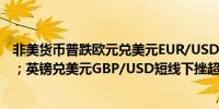 非美货币普跌欧元兑美元EUR/USD短线下挫30点报1.1016；英镑兑美元GBP/USD短线下挫超30点点报1.2833