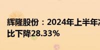 辉隆股份：2024年上半年净利润1.76亿元 同比下降28.33%