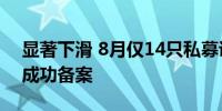 显著下滑 8月仅14只私募证券投资基金产品成功备案