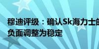 穆迪评级：确认Sk海力士的Baa2评级展望从负面调整为稳定