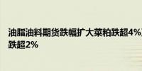 油脂油料期货跌幅扩大菜粕跌超4%豆粕跌超3%菜油、豆二跌超2%