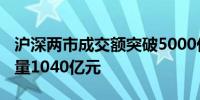 沪深两市成交额突破5000亿元 较上日此时放量1040亿元