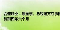 合盛硅业：原董事、总经理方红承因职务侵占罪被判处有期徒刑四年六个月