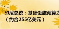 印尼总统：基础设施预算为400.3万亿印尼盾（约合255亿美元）