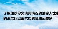 了解加沙停火谈判情况的消息人士表示我们在过去两天取得的进展比过去六周的总和还要多