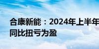 合康新能：2024年上半年净利润1633万元 同比扭亏为盈