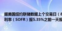 据美国纽约联储数据上个交易日（8月15日）担保隔夜融资利率（SOFR）报5.35%之前一天报5.33%