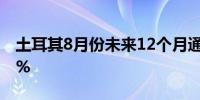 土耳其8月份未来12个月通胀预期降至28.71%