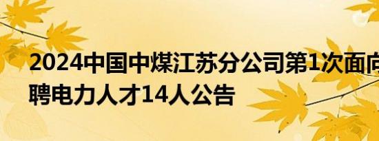 2024中国中煤江苏分公司第1次面向社会招聘电力人才14人公告