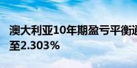 澳大利亚10年期盈亏平衡通胀率下降2个基点至2.303%