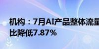 机构：7月AI产品整体流量合计超过50亿 环比降低7.87%