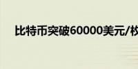 比特币突破60000美元/枚日内涨0.94%