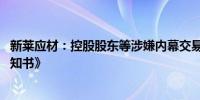 新莱应材：控股股东等涉嫌内幕交易 收到《行政处罚事先告知书》