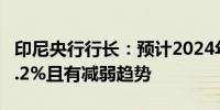 印尼央行行长：预计2024年全球经济增长为3.2%且有减弱趋势