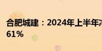 合肥城建：2024年上半年净利润同比下降91.61%