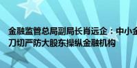 金融监管总局副局长肖远企：中小金融机构改革化险不搞一刀切严防大股东操纵金融机构