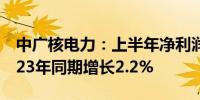 中广核电力：上半年净利润为71.1亿元 比2023年同期增长2.2%