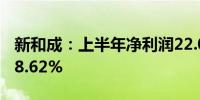 新和成：上半年净利润22.04亿元 同比增长48.62%