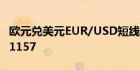 欧元兑美元EUR/USD短线上扬10余点现报1.1157