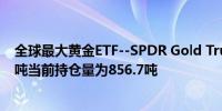 全球最大黄金ETF--SPDR Gold Trust持仓较上日减少0.57吨当前持仓量为856.7吨