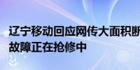 辽宁移动回应网传大面积断网：下雨导致基站故障正在抢修中