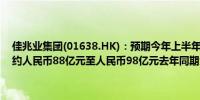 佳兆业集团(01638.HK)：预期今年上半年本集团将录得亏损净额介乎约人民币88亿元至人民币98亿元去年同期为亏损净额人民币66亿元