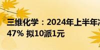 三维化学：2024年上半年净利润同比下降26.47% 拟10派1元