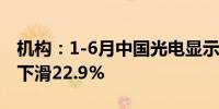 机构：1-6月中国光电显示产业投资金额同比下滑22.9%