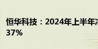 恒华科技：2024年上半年净利润同比下降32.37%