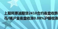 上期所原油期货2410合约夜盘收跌2.06%报537.60元人民币/桶沪金夜盘收涨0.08%沪银收涨0.38%