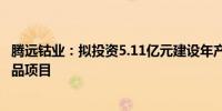 腾远钴业：拟投资5.11亿元建设年产3万吨电镍3千吨电钴产品项目