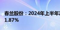 春兰股份：2024年上半年净利润同比增长271.87%