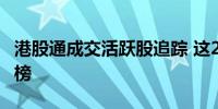 港股通成交活跃股追踪 这2股近一个月首次上榜