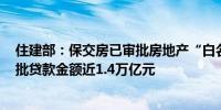 住建部：保交房已审批房地产“白名单”项目5300多个 审批贷款金额近1.4万亿元