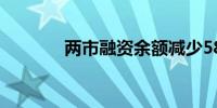 两市融资余额减少58.15亿元