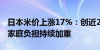 日本米价上涨17%：创近20年最大涨幅 民众家庭负担持续加重