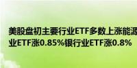 美股盘初主要行业ETF多数上涨能源业ETF涨1.5%区域银行业ETF涨0.85%银行业ETF涨0.8%