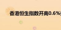 香港恒生指数开高0.6%报17,709.27