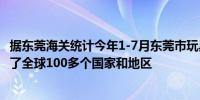 据东莞海关统计今年1-7月东莞市玩具出口超120亿元出口到了全球100多个国家和地区