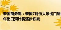 泰国商务部：泰国7月份大米出口量同比下降0.3%泰国2024年出口预计将逐步恢复